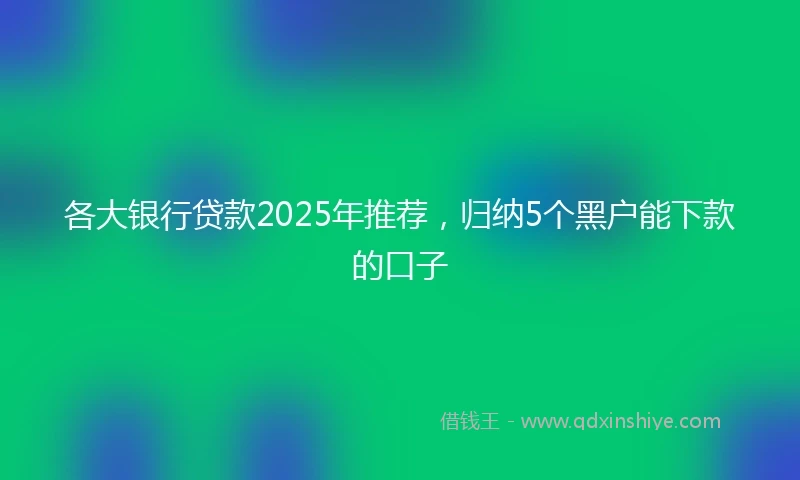 各大银行贷款2025年推荐，归纳5个黑户能下款的口子