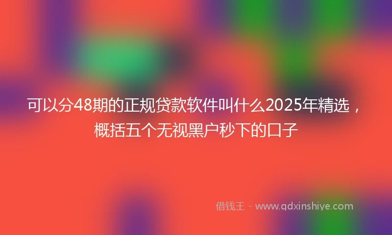 可以分48期的正规贷款软件叫什么2025年精选,概括五个无视黑户秒下的口子