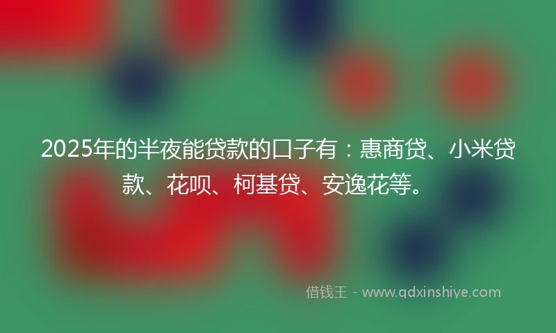 2025年的半夜能贷款的口子有：惠商贷、小米贷款、花呗、柯基贷、安逸花等。