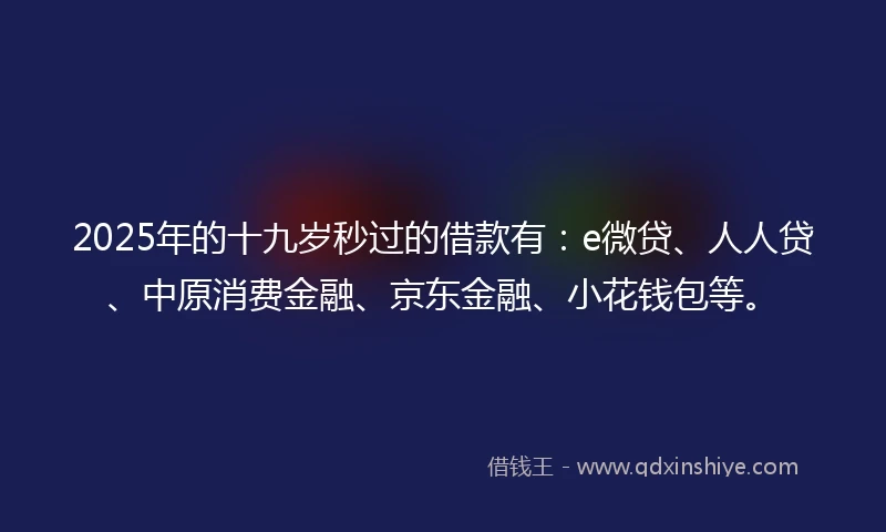 2025年的十九岁秒过的借款有：e微贷、人人贷、中原消费金融、京东金融、小花钱包等。