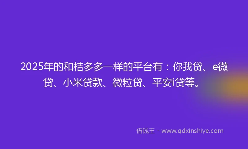 2025年的和桔多多一样的平台有：你我贷、e微贷、小米贷款、微粒贷、平安i贷等。