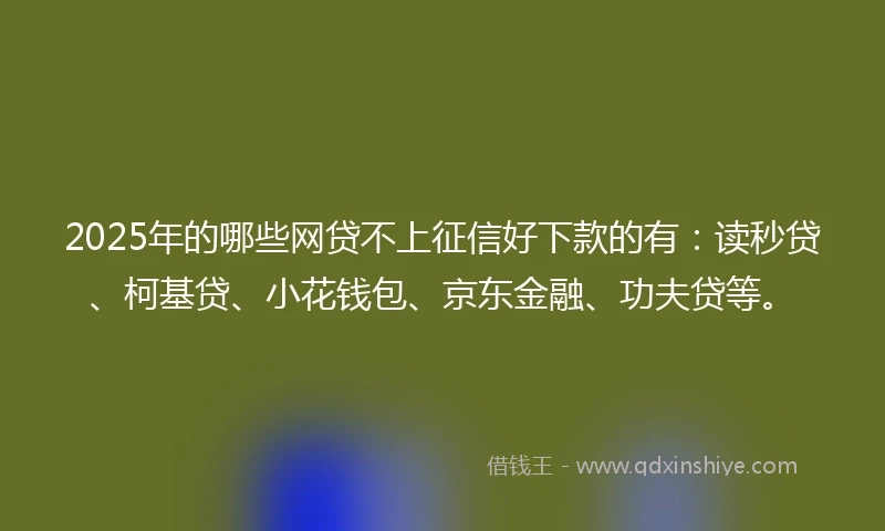 2025年的哪些网贷不上征信好下款的有：读秒贷、柯基贷、小花钱包、京东金融、功夫贷等。
