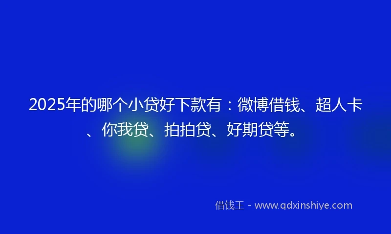 2025年的哪个小贷好下款有：微博借钱、超人卡、你我贷、拍拍贷、好期贷等。