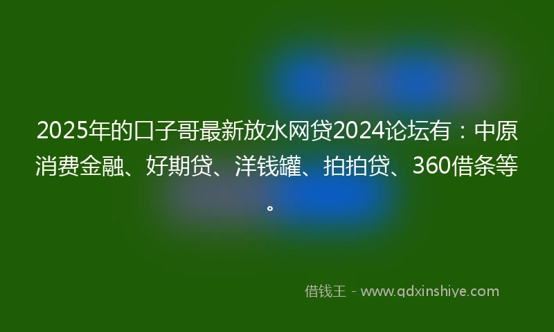 2025年的口子哥最新放水网贷2024论坛有：中原消费金融、好期贷、洋钱罐、拍拍贷、360借条等。