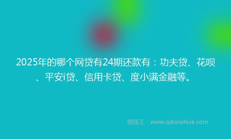 2025年的哪个网贷有24期还款有：功夫贷、花呗、平安i贷、信用卡贷、度小满金融等。