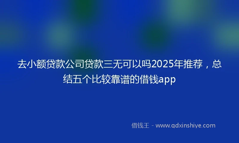 去小额贷款公司贷款三无可以吗2025年推荐，总结五个比较靠谱的借钱app