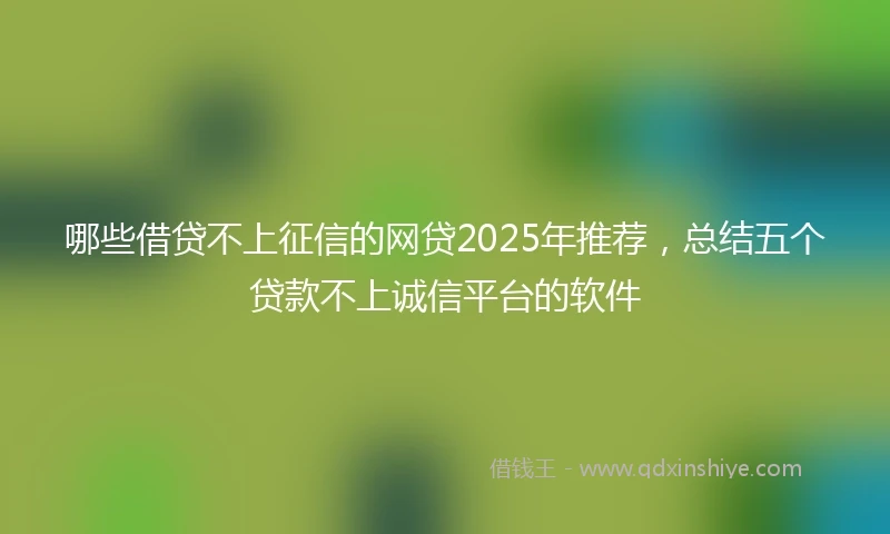 哪些借贷不上征信的网贷2025年推荐，总结五个贷款不上诚信平台的软件