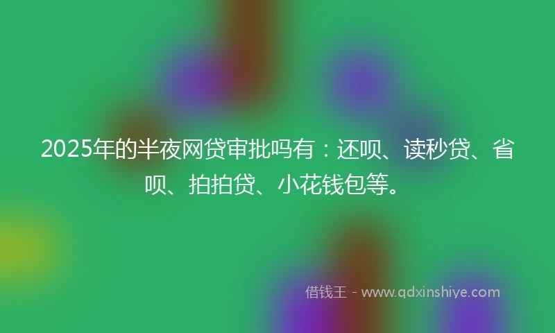 2025年的半夜网贷审批吗有：还呗、读秒贷、省呗、拍拍贷、小花钱包等。