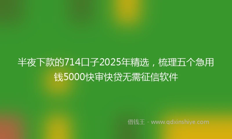 半夜下款的714口子2025年精选，梳理五个急用钱5000快审快贷无需征信软件