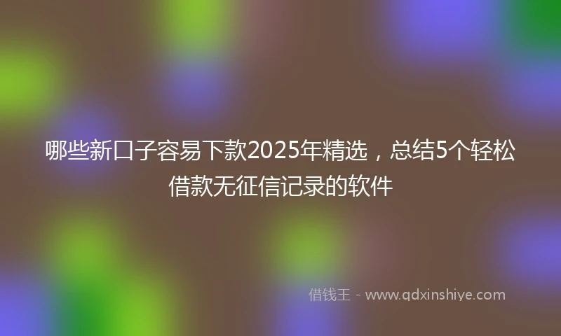 哪些新口子容易下款2025年精选，总结5个轻松借款无征信记录的软件