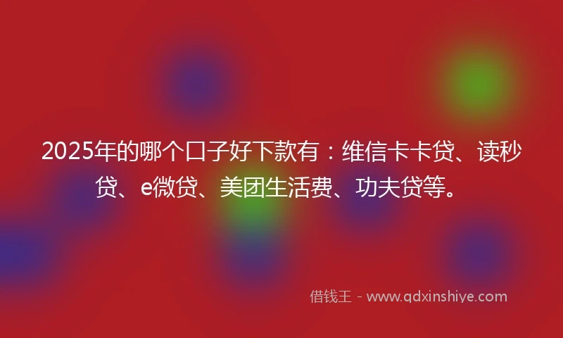 2025年的哪个口子好下款有：维信卡卡贷、读秒贷、e微贷、美团生活费、功夫贷等。