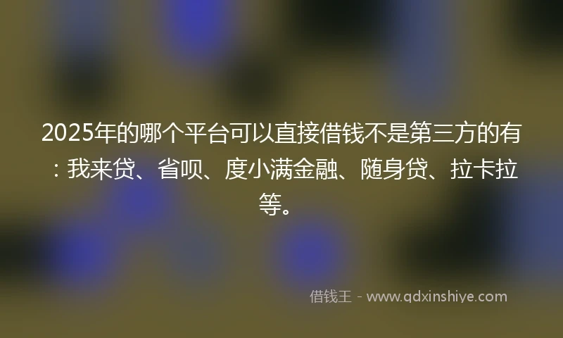 2025年的哪个平台可以直接借钱不是第三方的有：我来贷、省呗、度小满金融、随身贷、拉卡拉等。