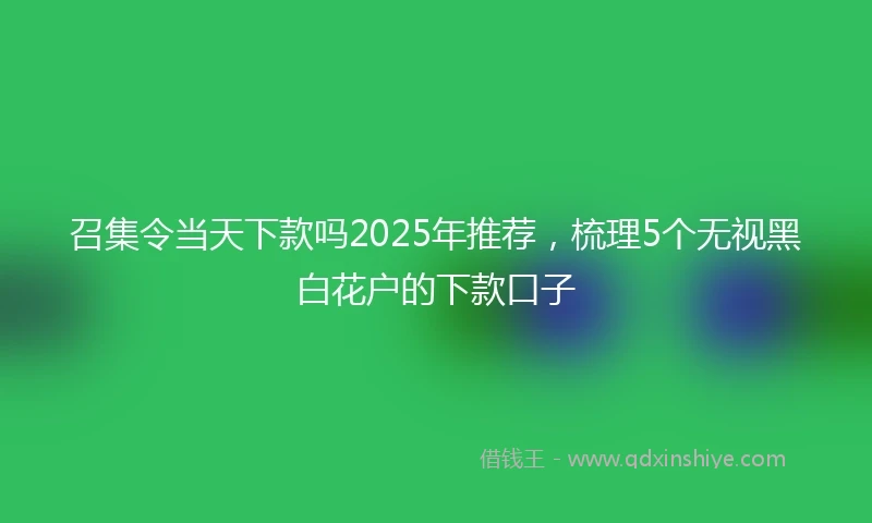 召集令当天下款吗2025年推荐，梳理5个无视黑白花户的下款口子