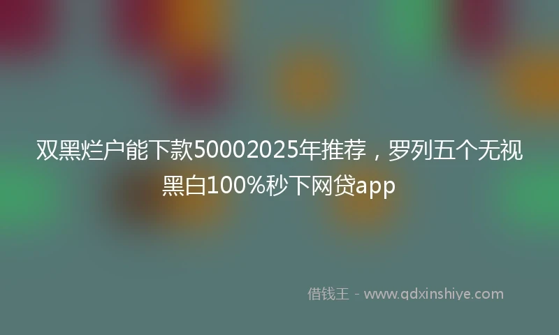 双黑烂户能下款50002025年推荐，罗列五个无视黑白100%秒下网贷app