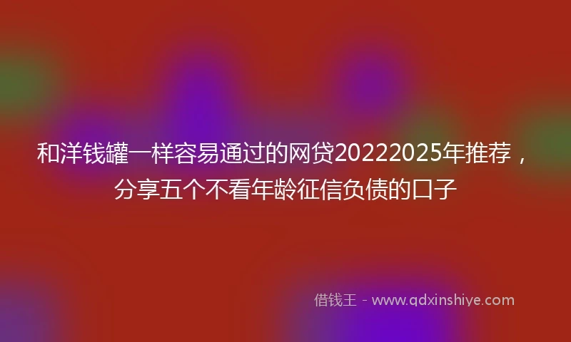和洋钱罐一样容易通过的网贷20222025年推荐，分享五个不看年龄征信负债的口子