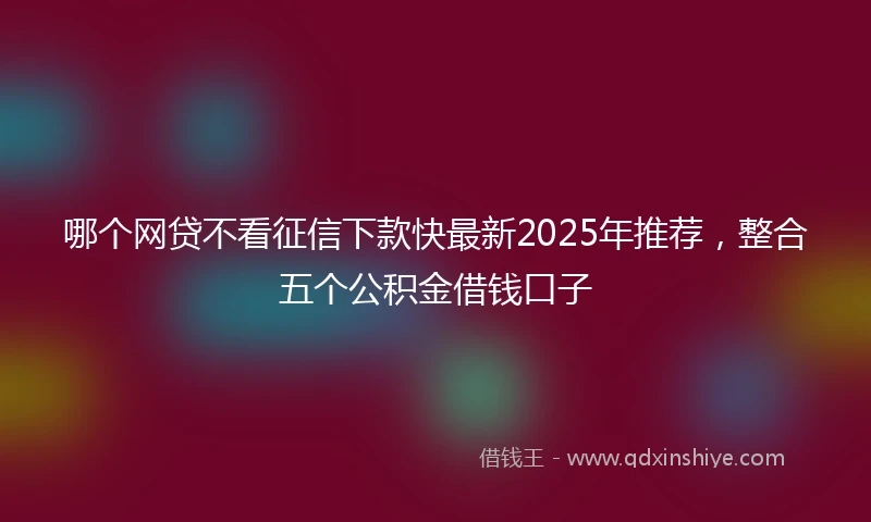 哪个网贷不看征信下款快最新2025年推荐，整合五个公积金借钱口子