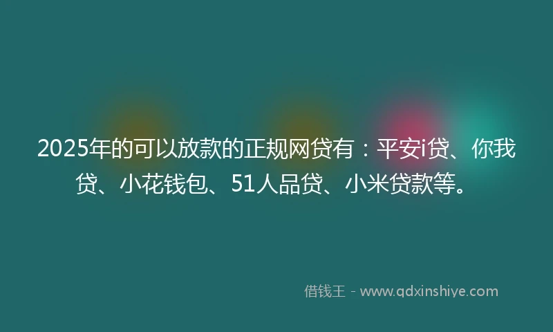 2025年的可以放款的正规网贷有：平安i贷、你我贷、小花钱包、51人品贷、小米贷款等。