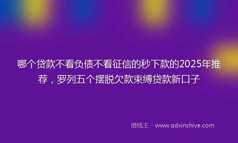 哪个贷款不看负债不看征信的秒下款的2025年推荐，罗列五个摆脱欠款束缚贷款新口子