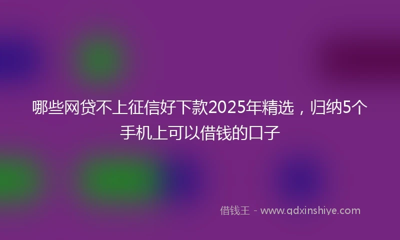 哪些网贷不上征信好下款2025年精选，归纳5个手机上可以借钱的口子