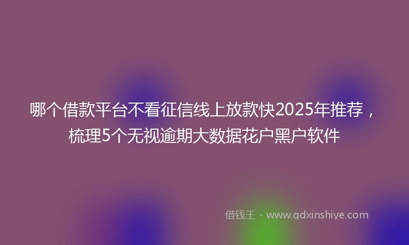 哪个借款平台不看征信线上放款快2025年推荐，梳理5个无视逾期大数据花户黑户软件