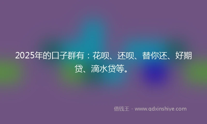 2025年的口子群有：花呗、还呗、替你还、好期贷、滴水贷等。