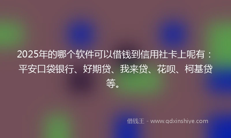 2025年的哪个软件可以借钱到信用社卡上呢有：平安口袋银行、好期贷、我来贷、花呗、柯基贷等。