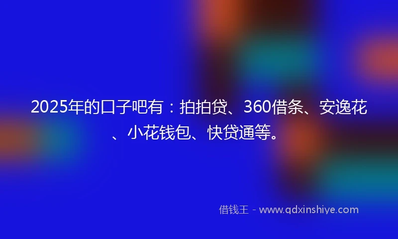 2025年的口子吧有:拍拍贷、360借条、安逸花、小花钱包、快贷通等。