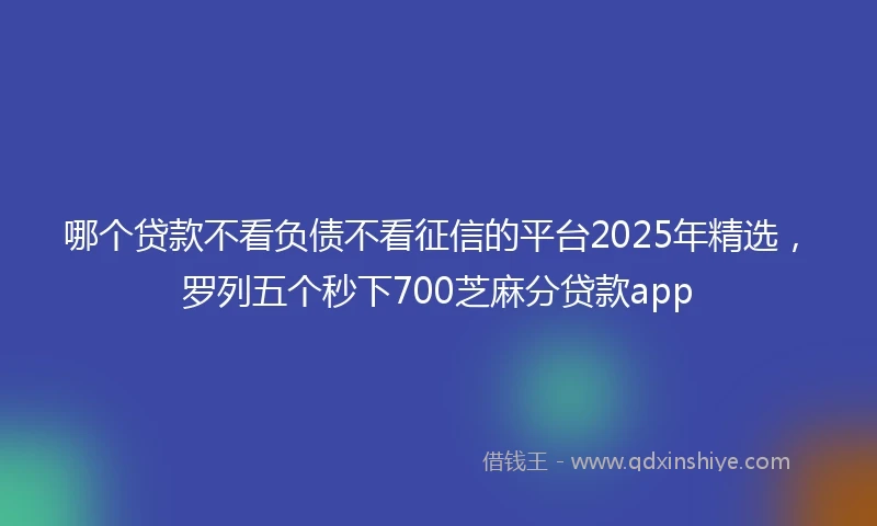 哪个贷款不看负债不看征信的平台2025年精选，罗列五个秒下700芝麻分贷款app