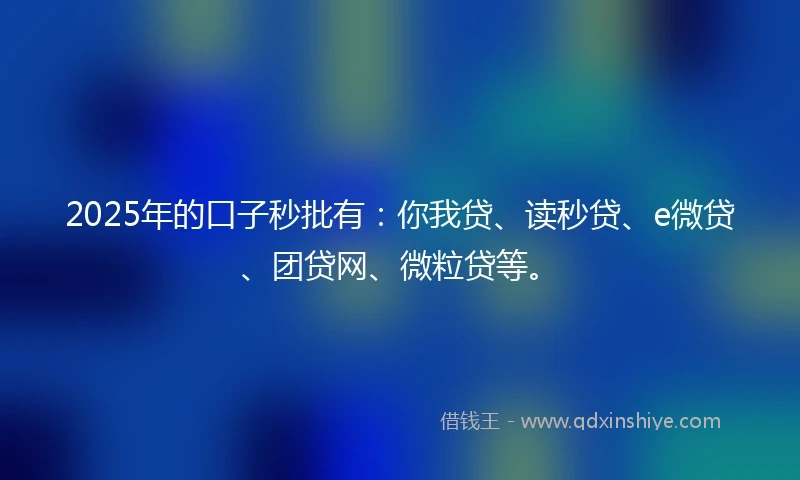 2025年的口子秒批有：你我贷、读秒贷、e微贷、团贷网、微粒贷等。