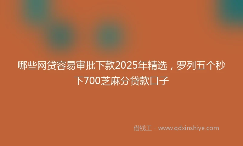 哪些网贷容易审批下款2025年精选，罗列五个秒下700芝麻分贷款口子