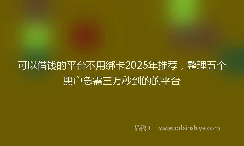 可以借钱的平台不用绑卡2025年推荐,整理五个黑户急需三万秒到的的平台