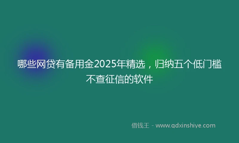 哪些网贷有备用金2025年精选，归纳五个低门槛不查征信的软件