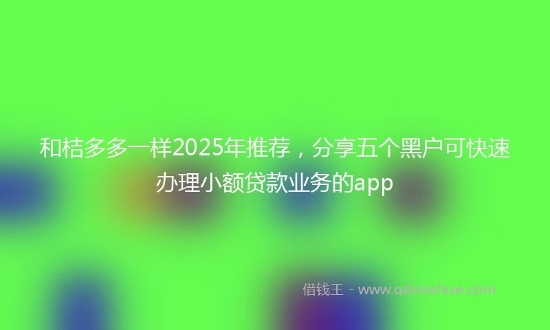 和桔多多一样2025年推荐，分享五个黑户可快速办理小额贷款业务的app
