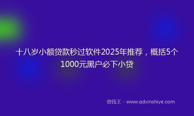 十八岁小额贷款秒过软件2025年推荐，概括5个1000元黑户必下小贷