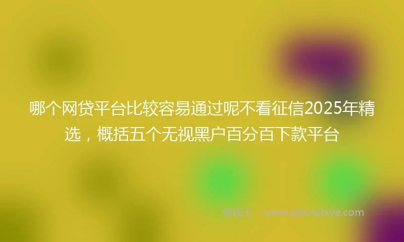 哪个网贷平台比较容易通过呢不看征信2025年精选，概括五个无视黑户百分百下款平台