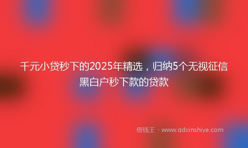 千元小贷秒下的2025年精选，归纳5个无视征信黑白户秒下款的贷款