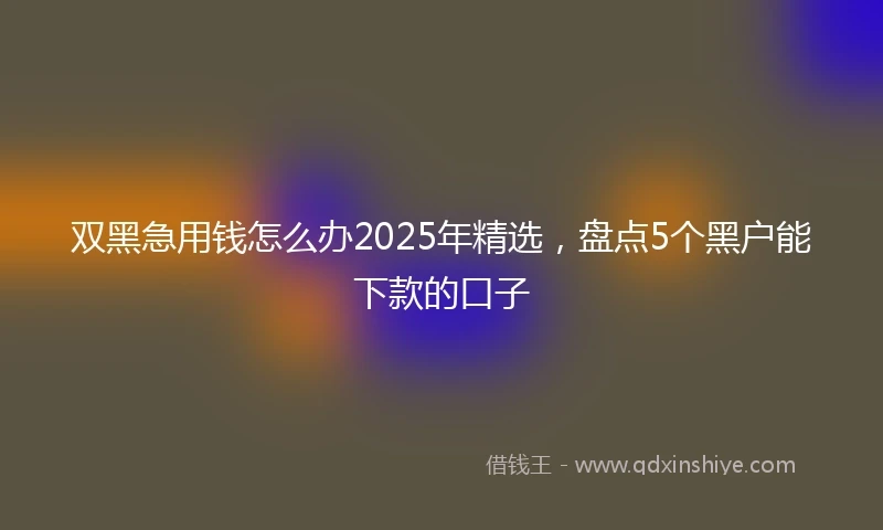 双黑急用钱怎么办2025年精选,盘点5个黑户能下款的口子