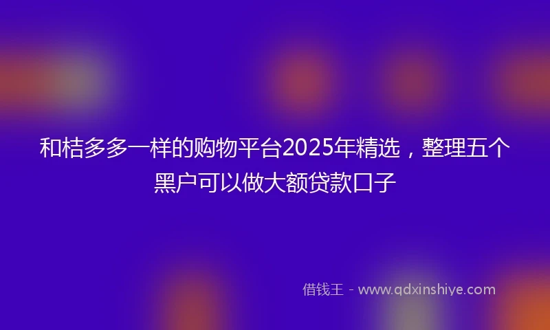 和桔多多一样的购物平台2025年精选，整理五个黑户可以做大额贷款口子