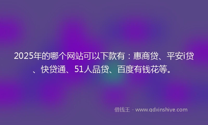 2025年的哪个网站可以下款有：惠商贷、平安i贷、快贷通、51人品贷、百度有钱花等。