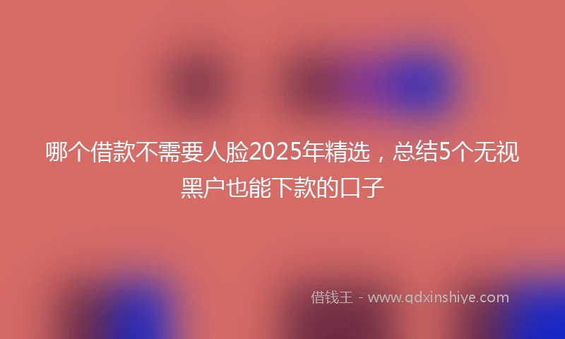 哪个借款不需要人脸2025年精选，总结5个无视黑户也能下款的口子