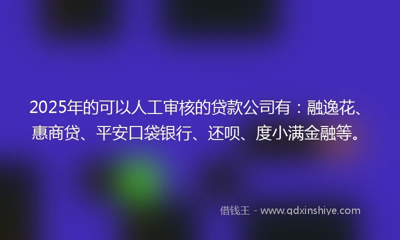 2025年的可以人工审核的贷款公司有：融逸花、惠商贷、平安口袋银行、还呗、度小满金融等。