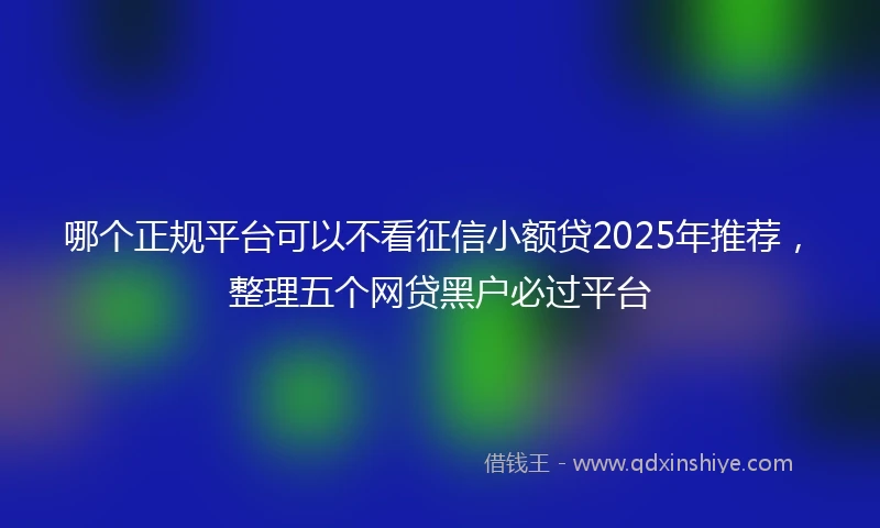 哪个正规平台可以不看征信小额贷2025年推荐，整理五个网贷黑户必过平台