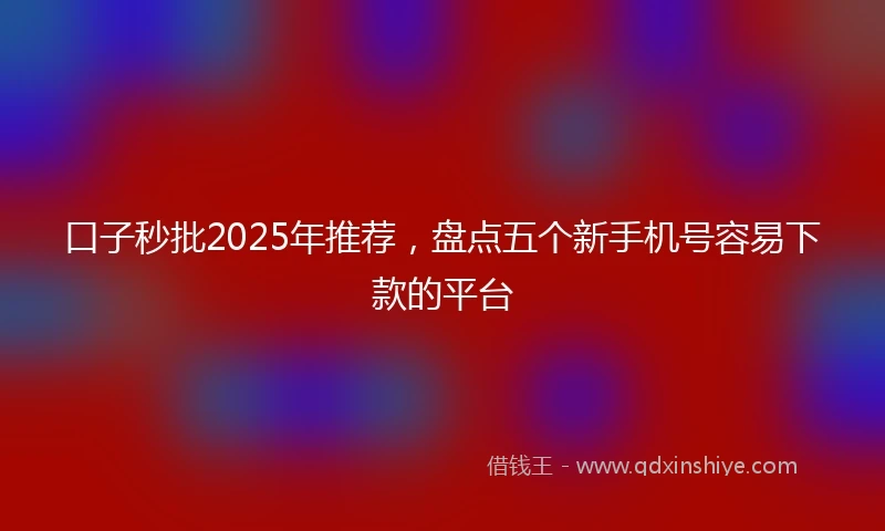 口子秒批2025年推荐，盘点五个新手机号容易下款的平台