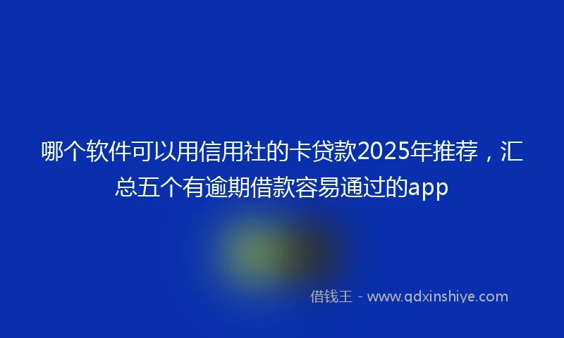哪个软件可以用信用社的卡贷款2025年推荐，汇总五个有逾期借款容易通过的app