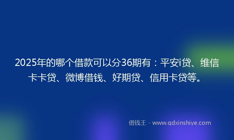2025年的哪个借款可以分36期有：平安i贷、维信卡卡贷、微博借钱、好期贷、信用卡贷等。