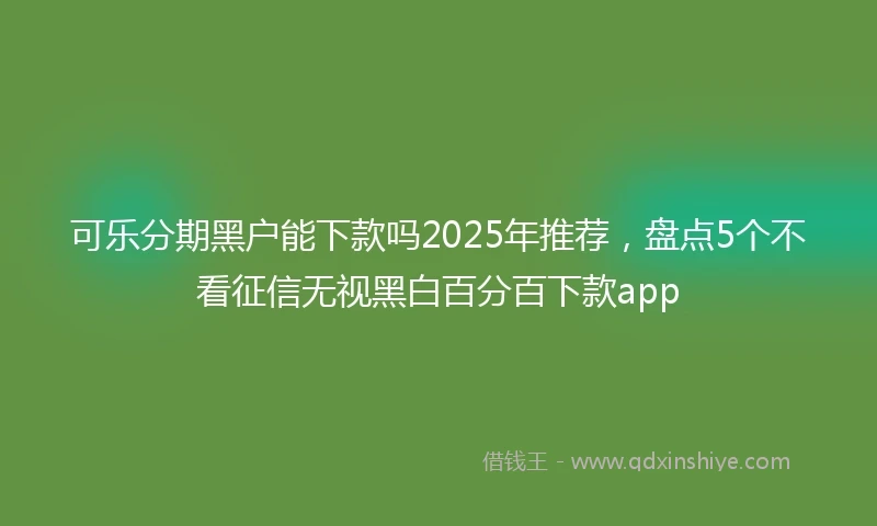 可乐分期黑户能下款吗2025年推荐，盘点5个不看征信无视黑白百分百下款app