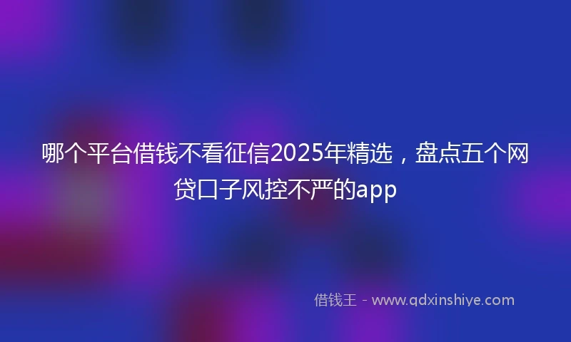 哪个平台借钱不看征信2025年精选，盘点五个网贷口子风控不严的app