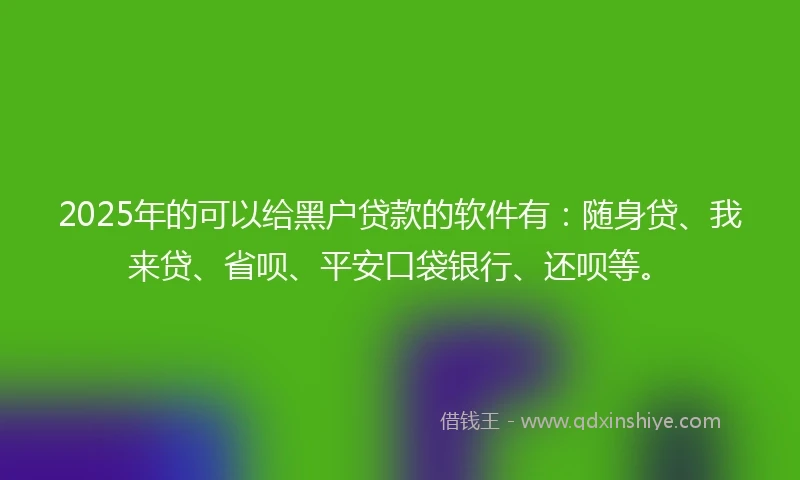 2025年的可以给黑户贷款的软件有：随身贷、我来贷、省呗、平安口袋银行、还呗等。