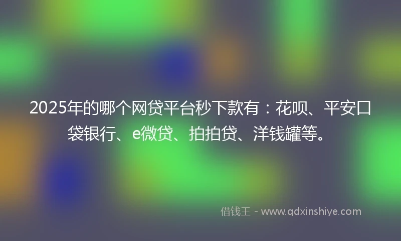 2025年的哪个网贷平台秒下款有：花呗、平安口袋银行、e微贷、拍拍贷、洋钱罐等。