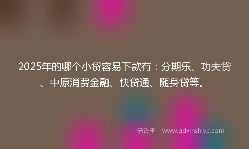 2025年的哪个小贷容易下款有：分期乐、功夫贷、中原消费金融、快贷通、随身贷等。